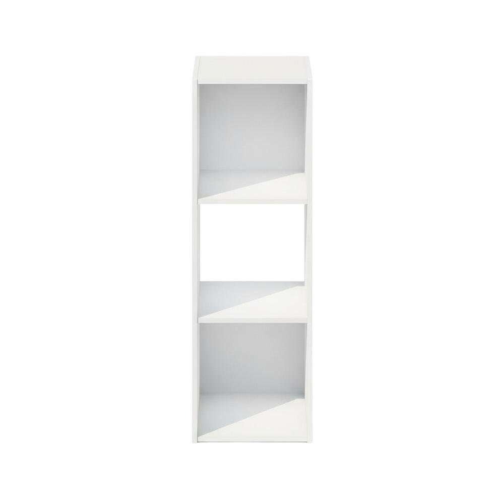 White Wood Bookcase with Spacious Shelves and Sleek Design