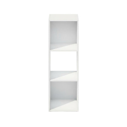 White Wood Bookcase with Spacious Shelves and Sleek Design