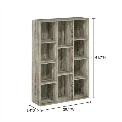 Reversible 11-Cube Open Shelf Bookcase with French Oak Finish
