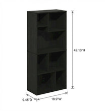 Espresso 7-Cube Irregular Bookcase with Storage Organizer and Modern Design