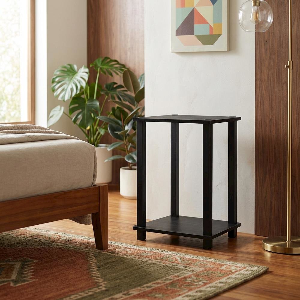 Black Wood Nightstand with Compact Design and Modern Look