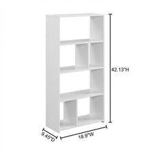 White 7-Cube Irregular Bookcase with Storage Organizer and Modern Design
