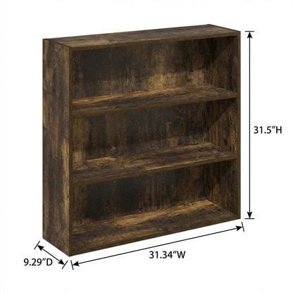 Amber Pine 3-Tier Open Shelf Bookcase with Modern Design, Durable Wood Material