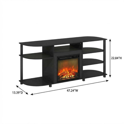 Entertainment Center Stand, Fireplace, TVs up to 55 Inch, Brown Finish
