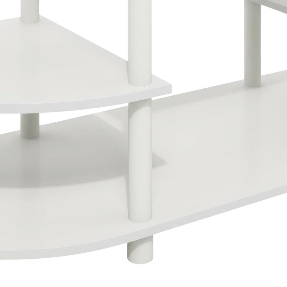 White Corner TV Stand with Solid Rubberwood and Walnut Veneers, Modern Design