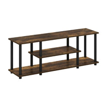 Amber Pine/Black TV Stand with 3-Tier Storage and Wooden Construction