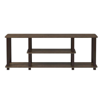Walnut Brown 3-Tier TV Stand with Modern Wood Finish and Square Tube Design