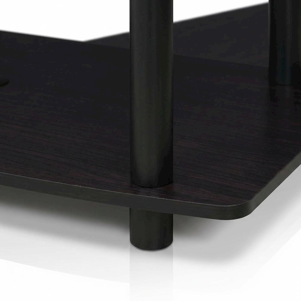 Dark Walnut TV stand with 3-tier open shelves and modern design