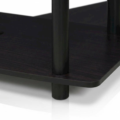 Dark Walnut TV stand with 3-tier open shelves and modern design