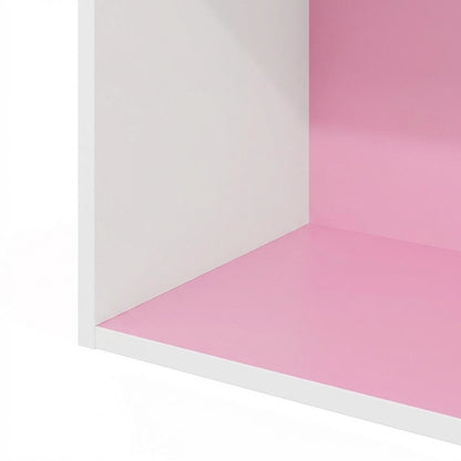 Pink 4-Tier Open Shelf Bookcase with Wood Construction for Storage