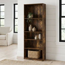 Amber Pine 5-Shelf Bookcase with Sturdy Wood Construction, Living Room Storage