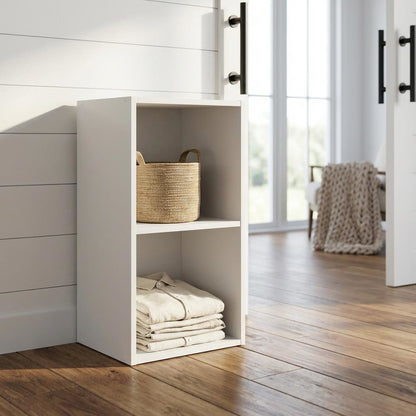 Wooden 2-Tier Open Shelf Closet Organizer for Multi-Purpose Storage
