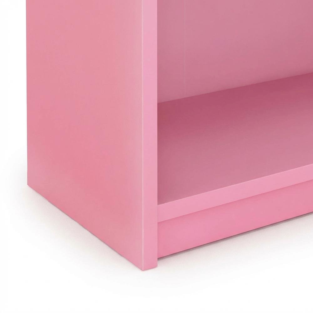 Pink 3-Tier Adjustable Shelf Bookcase with Sturdy Wood Construction