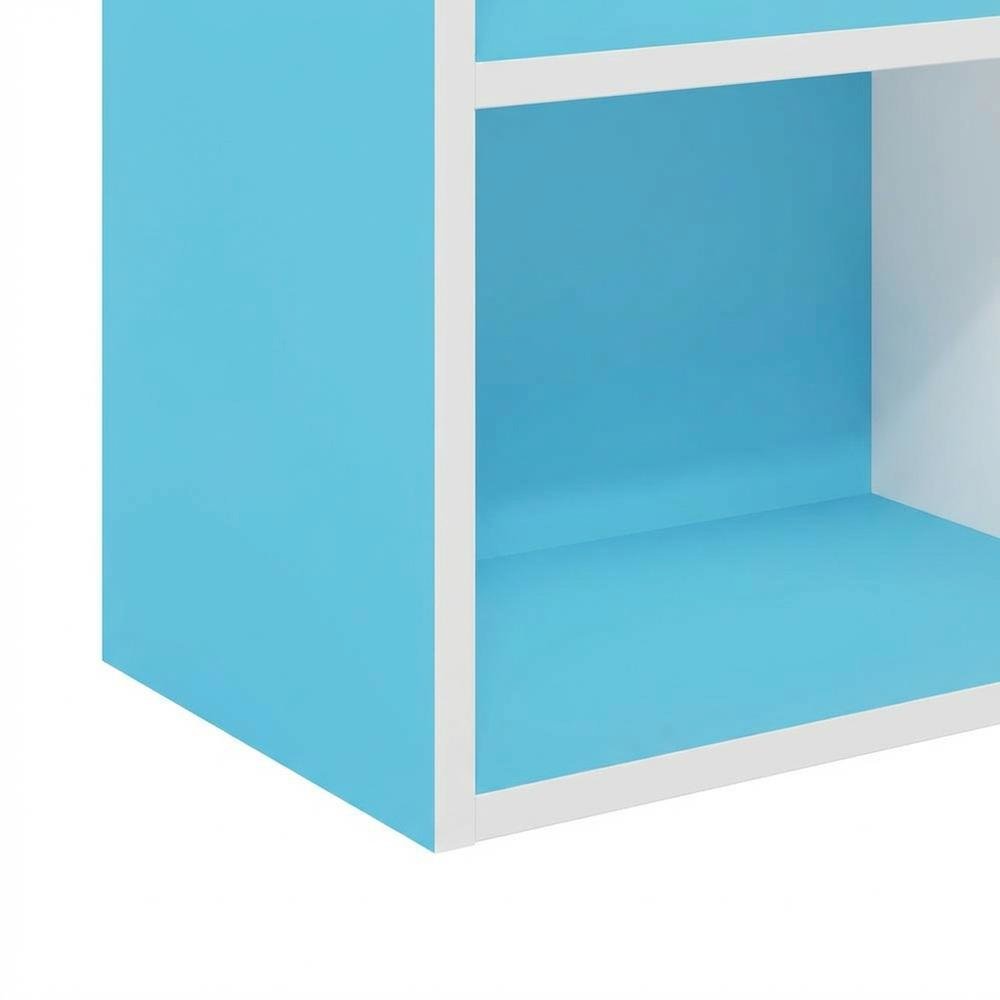 Light Blue 2-Tier Open Shelf Bookcase with Wooden Construction