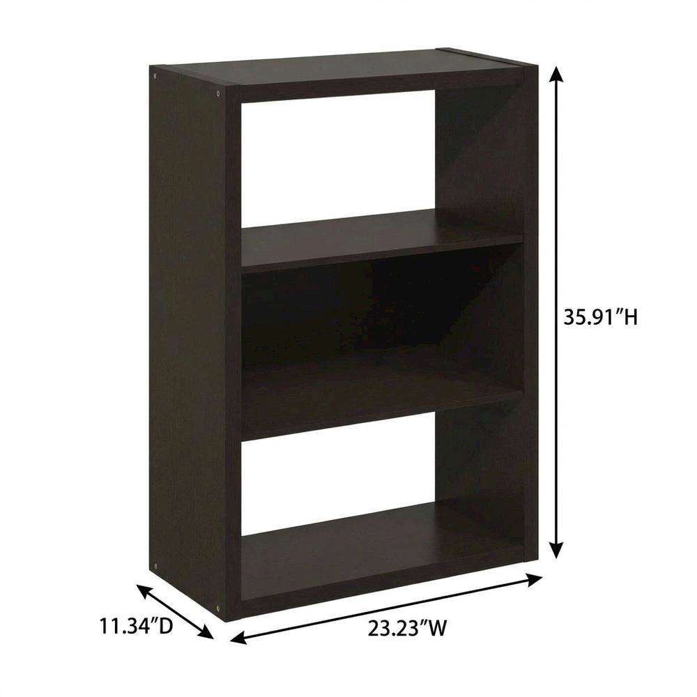 Wooden bookcase with open shelves for versatile storage