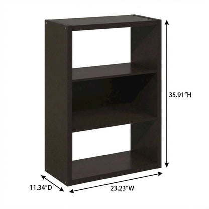 Wooden bookcase with open shelves for versatile storage