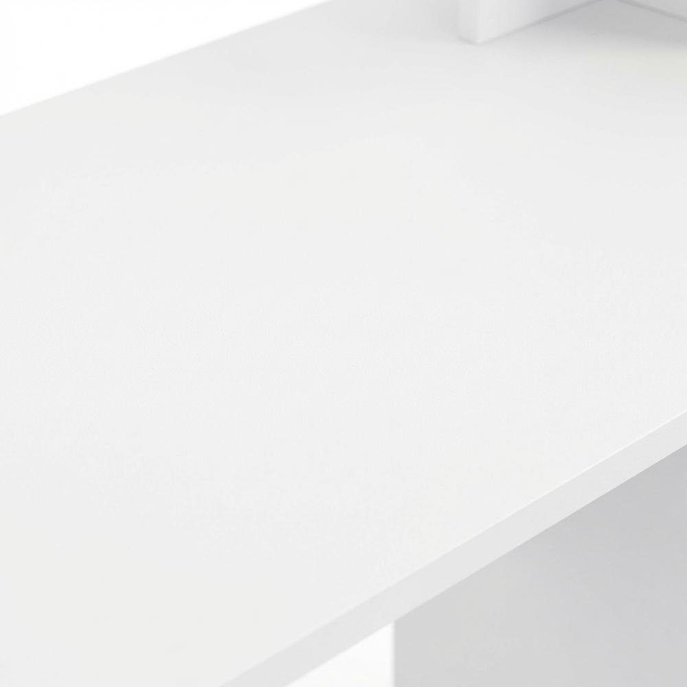White, Black multipurpose computer desk with storage bin, home office workspace