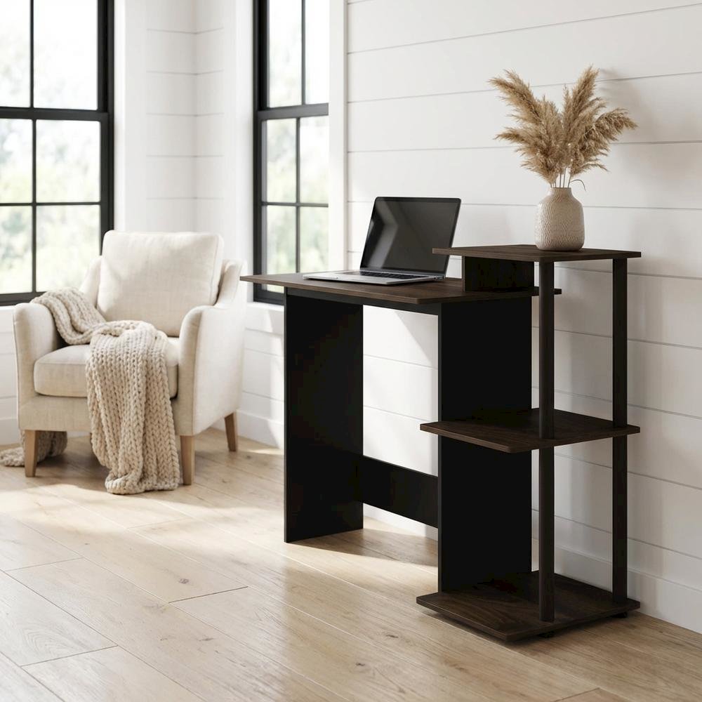 Dark Walnut Laptop Desk with Spacious Surface and Sturdy Design