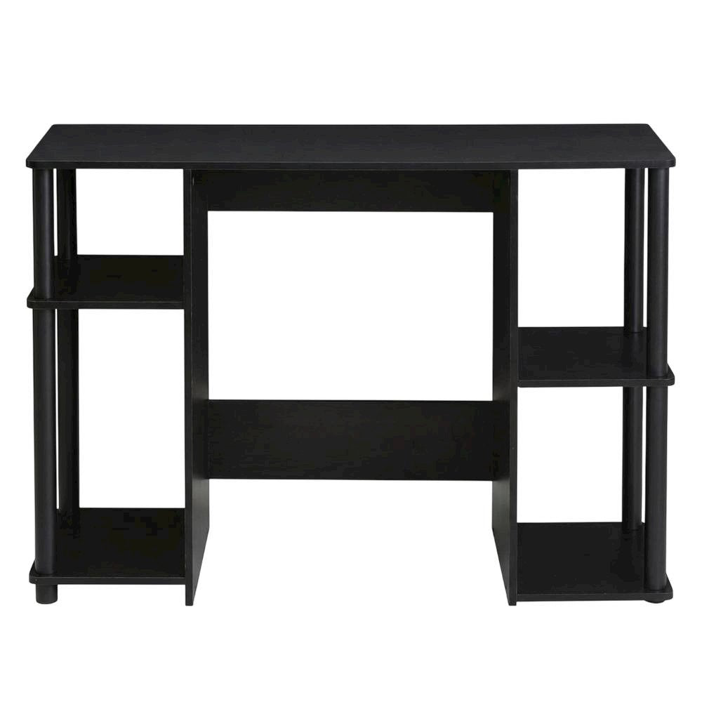 Black compact computer study desk with sturdy design and space-efficient layout