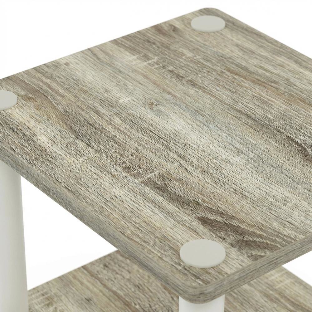 3-Tier End Table in Sonoma Oak and White with Multi-Level Storage