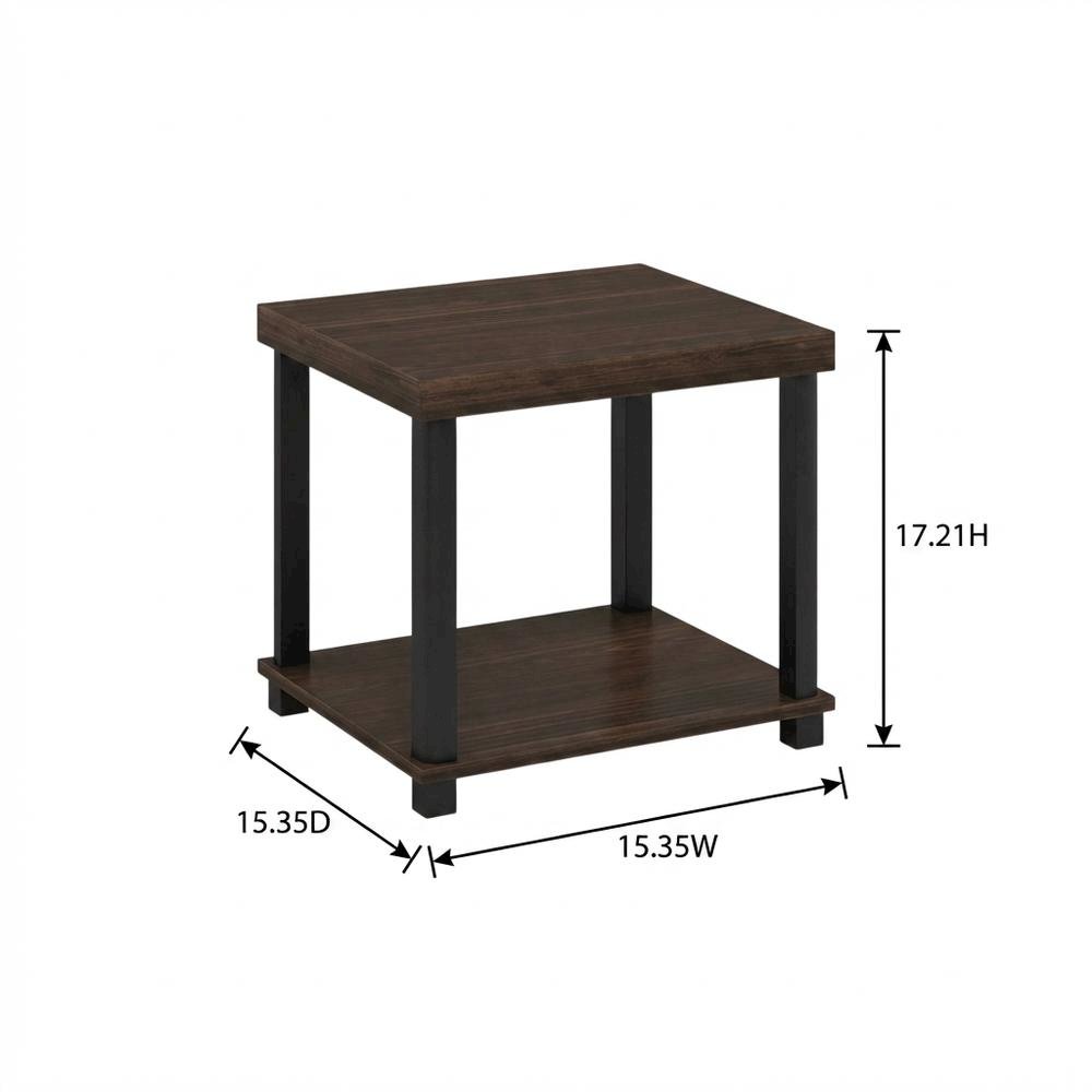 Espresso, End Side Table, Open Shelf, Quality Build