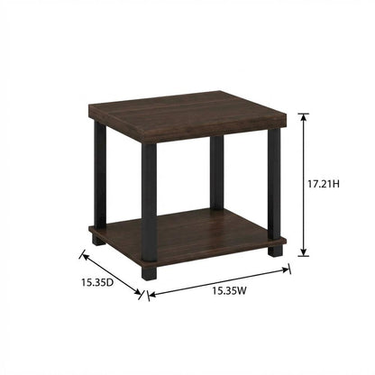 Espresso, End Side Table, Open Shelf, Quality Build