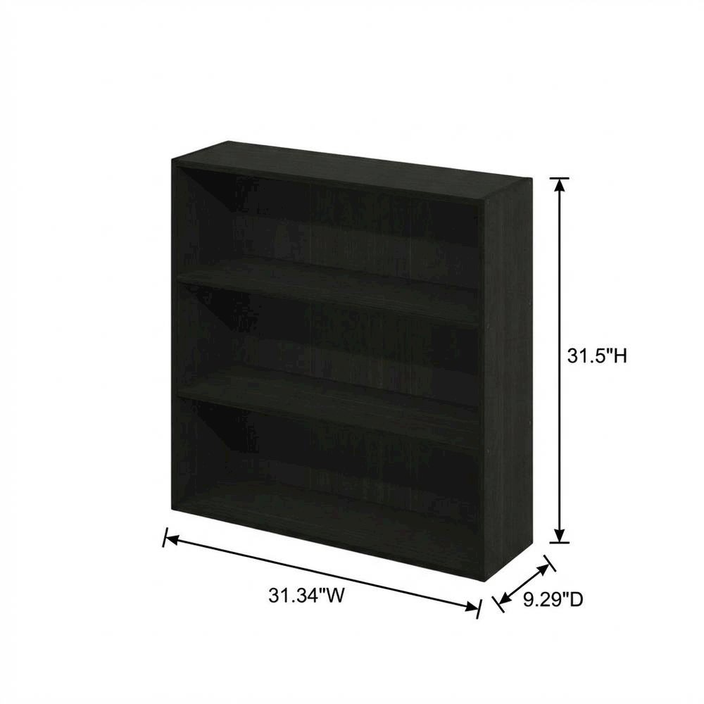 Three-Tier Open Shelf Bookcase in Espresso Finish for Storage and Display