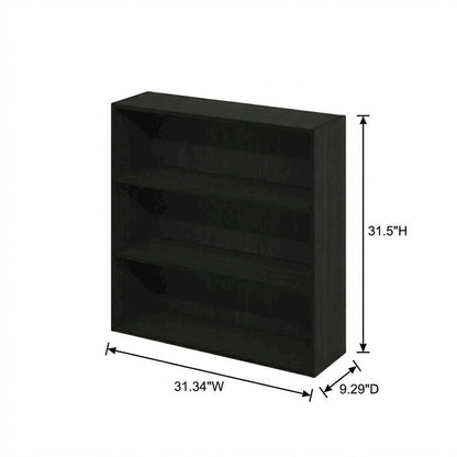 Three-Tier Open Shelf Bookcase in Espresso Finish for Storage and Display