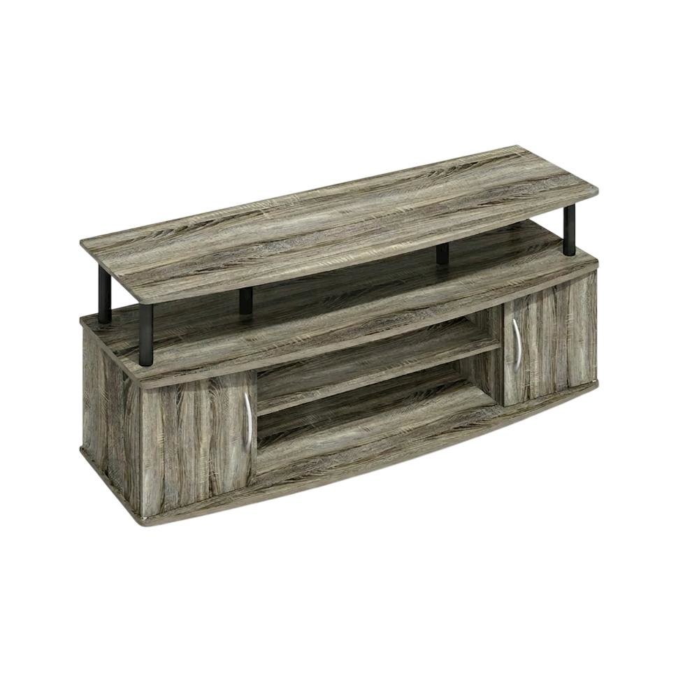 Gray oak entertainment center for up to 55-inch TVs with spacious storage