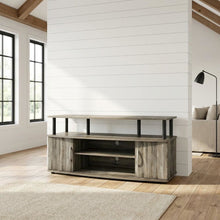 Gray oak entertainment center for up to 55-inch TVs with spacious storage