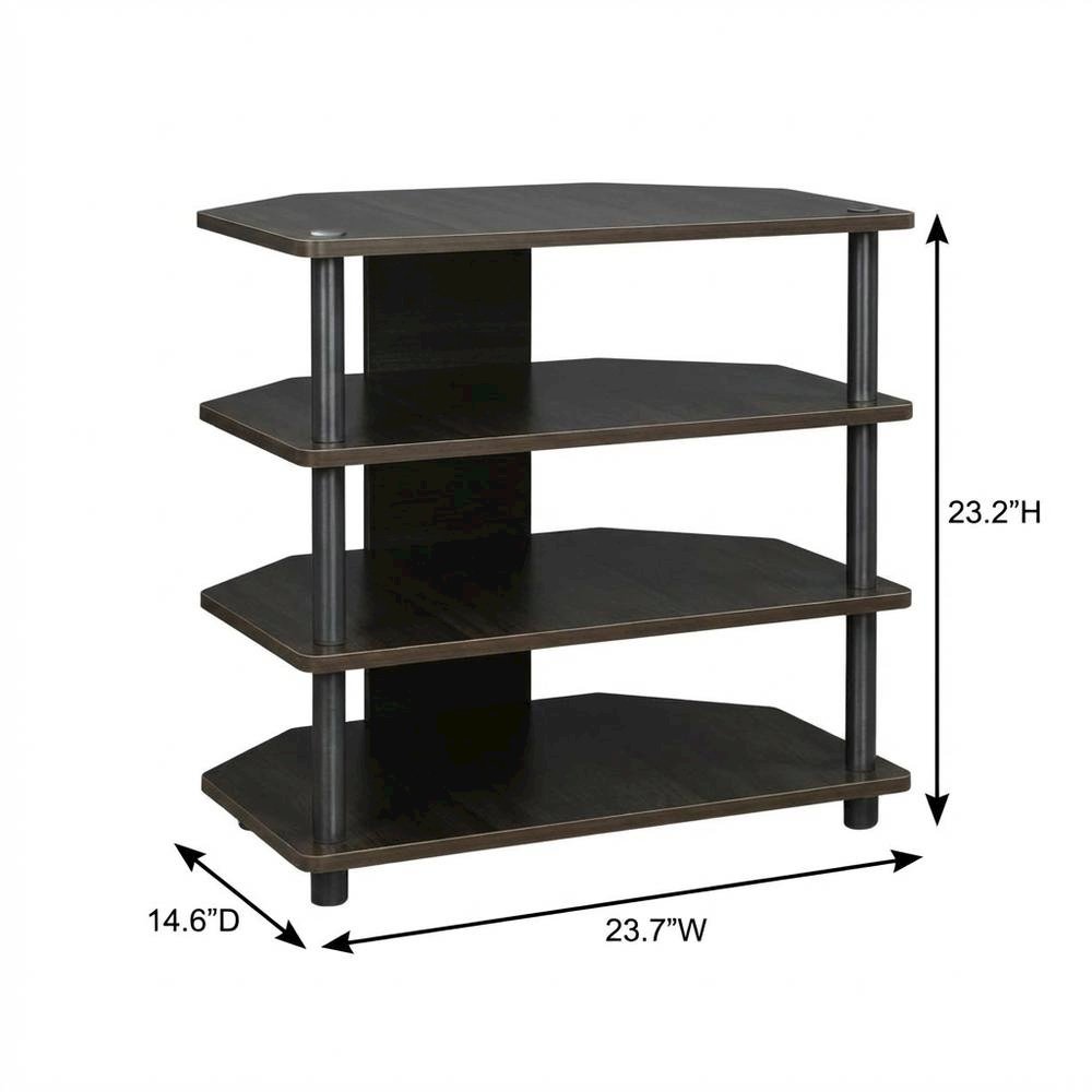 Espresso 4-Tier TV Stand, Easy Assembly, Composite Wood Construction