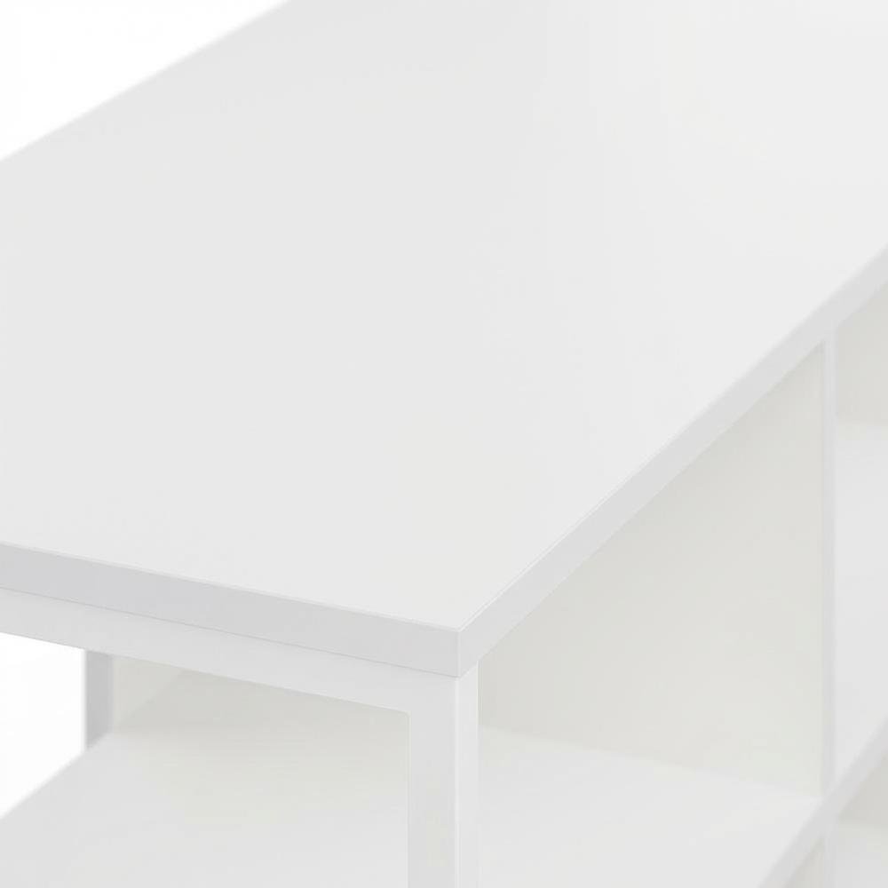 Modern TV stand, up to 60-inch TVs, metal, wood construction, clean white finish