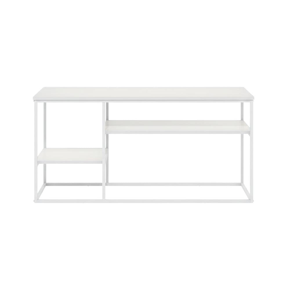 Modern White TV Stand for TVs up to 50 Inch with Solid Wood and Walnut Veneers
