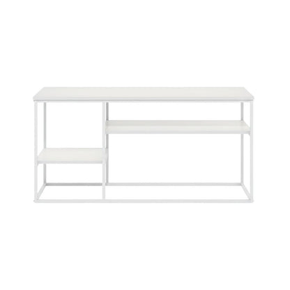 Modern White TV Stand for TVs up to 50 Inch with Solid Wood and Walnut Veneers