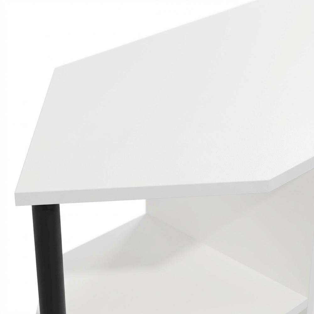 White open storage corner fireplace TV stand, 55-inch screens, solid wood