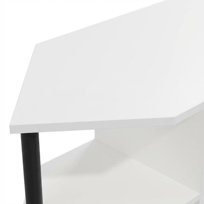 White open storage corner fireplace TV stand, 55-inch screens, solid wood