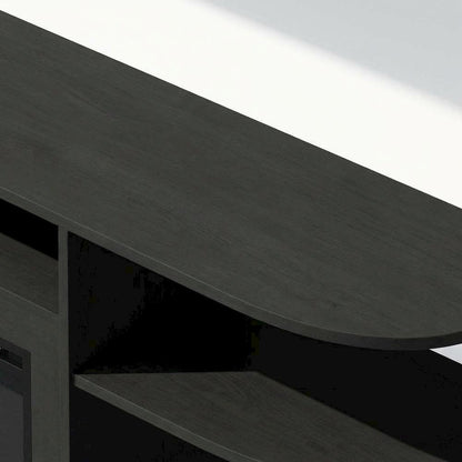 Brown Fireplace TV Stand with Rubberwood and Walnut Veneers for 55 Inch TVs