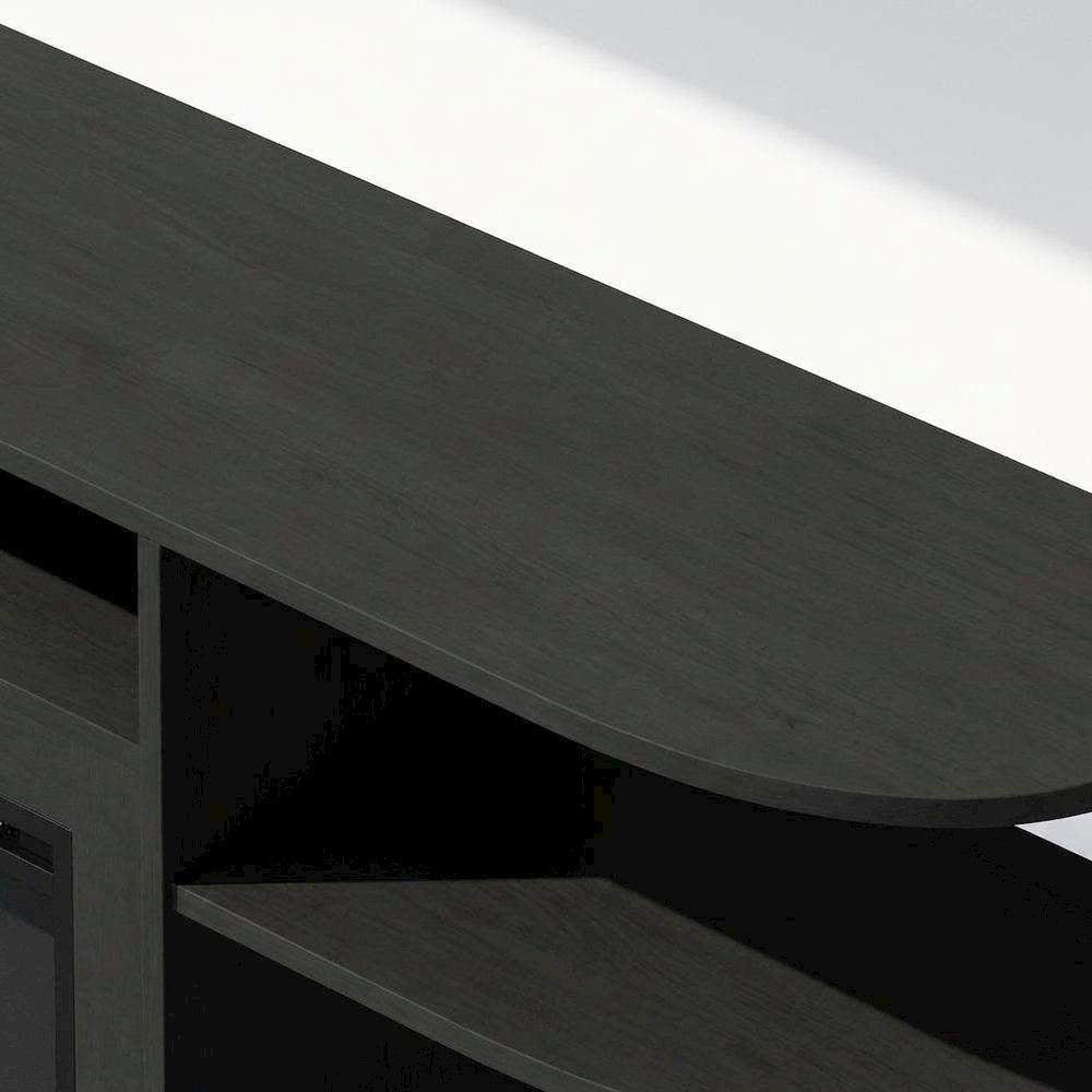 Brown Fireplace TV Stand with Rubberwood and Walnut Veneers for 55 Inch TVs