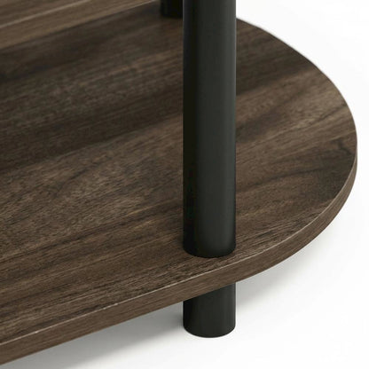 Corner TV Stand in Columbia Walnut/Black, Modern Design, Wood-Composite Material