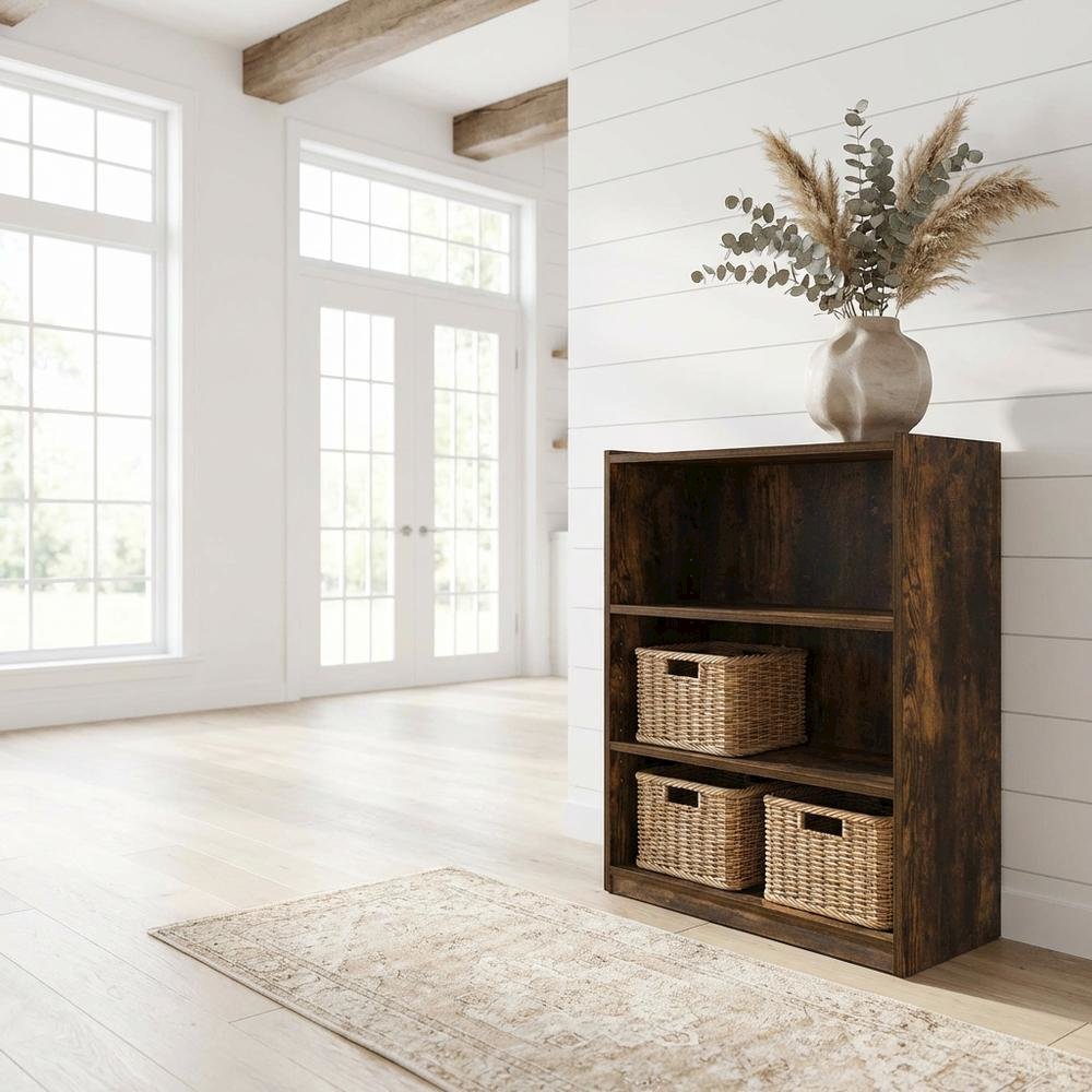 Wooden Bookcase with Open Shelves and Quality Craftsmanship
