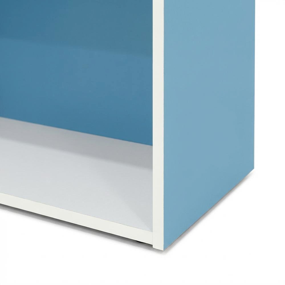 White and Light Blue 5-Tier Reversible Open Shelf Bookcase, Adjustable Shelves