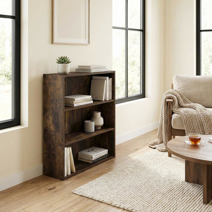 Wood Bookcase with Open Shelving for Home Storage