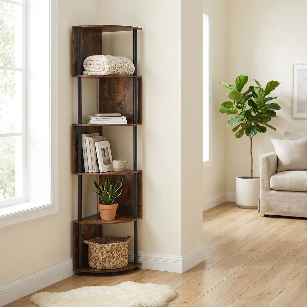 Wooden Bookcase with Open Shelves and Sturdy Construction for Living Room Use