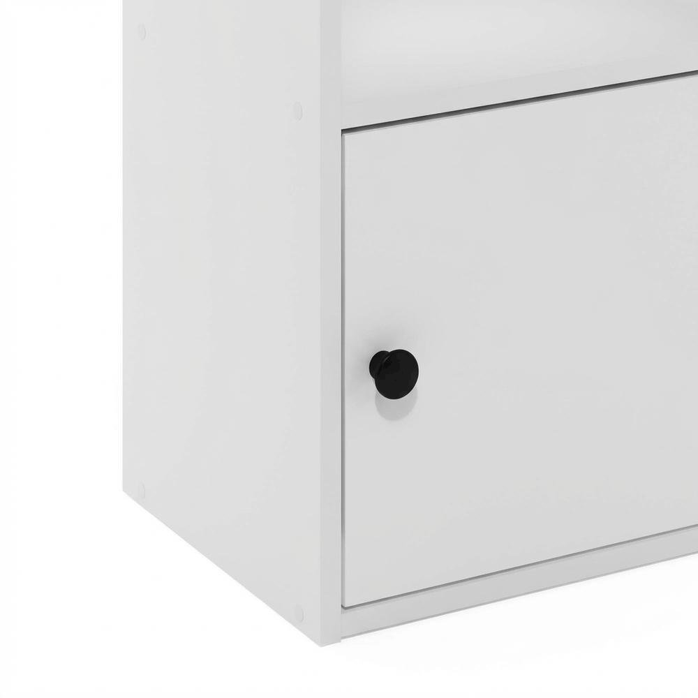 White 3-Tier Bookcase with Lockable Storage Door and Open Shelves