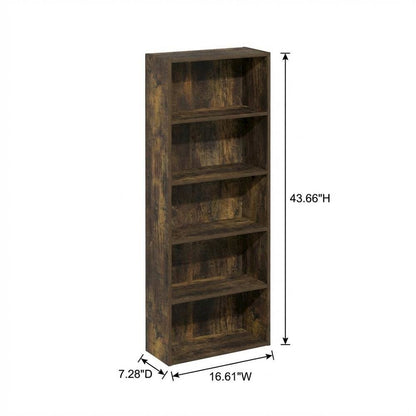 Wooden bookcase with open shelves for storage and display