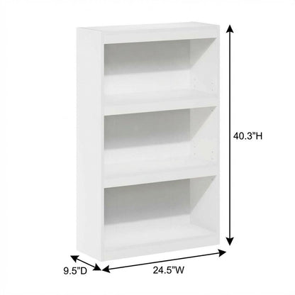 White 3-Tier Adjustable Shelf Bookcase with Modern Storage Design