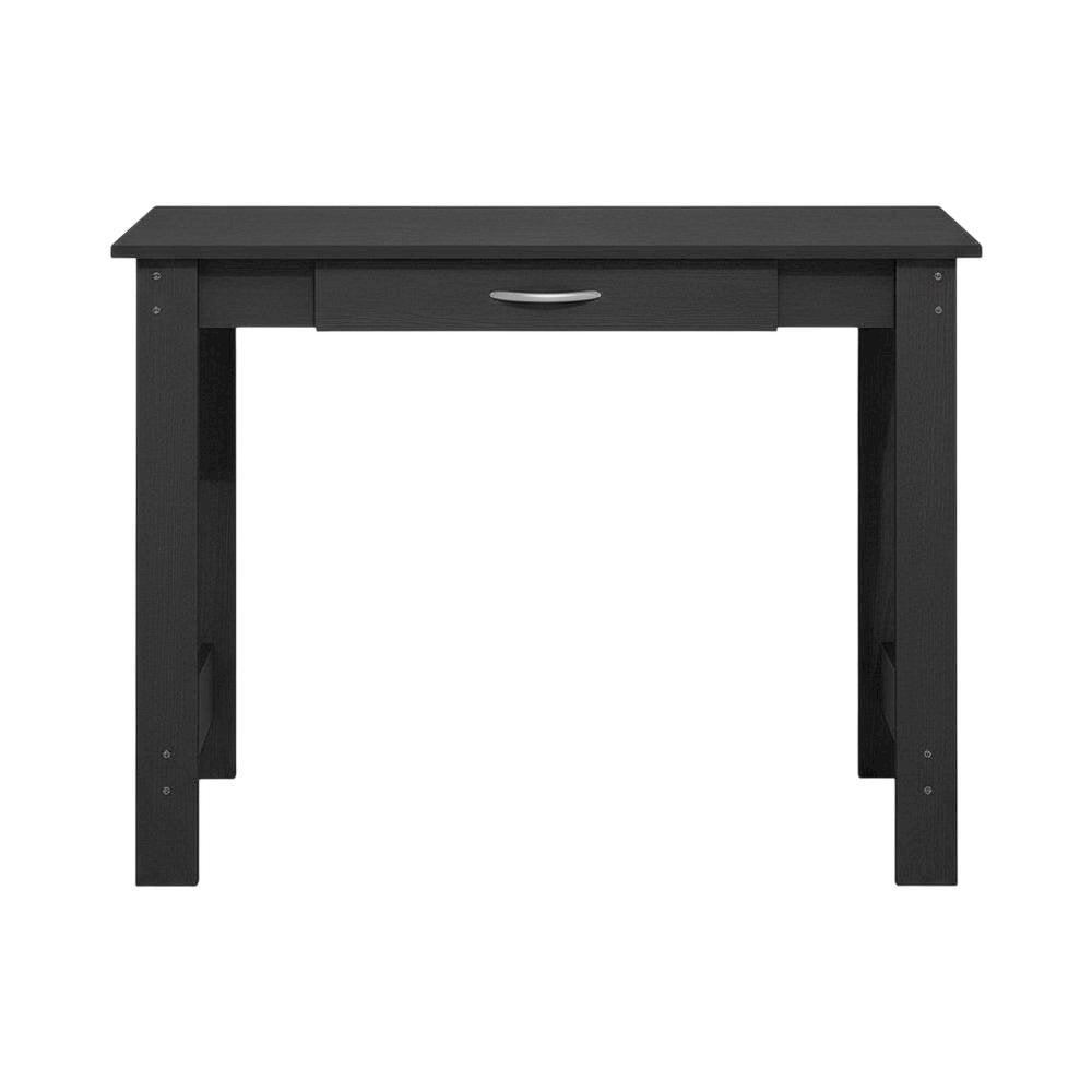 Darkwood Office Desk With H-Legs And Drawer For Workspace
