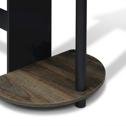 Columbia Walnut and Black Computer Desk with Shelves for Compact Workspaces