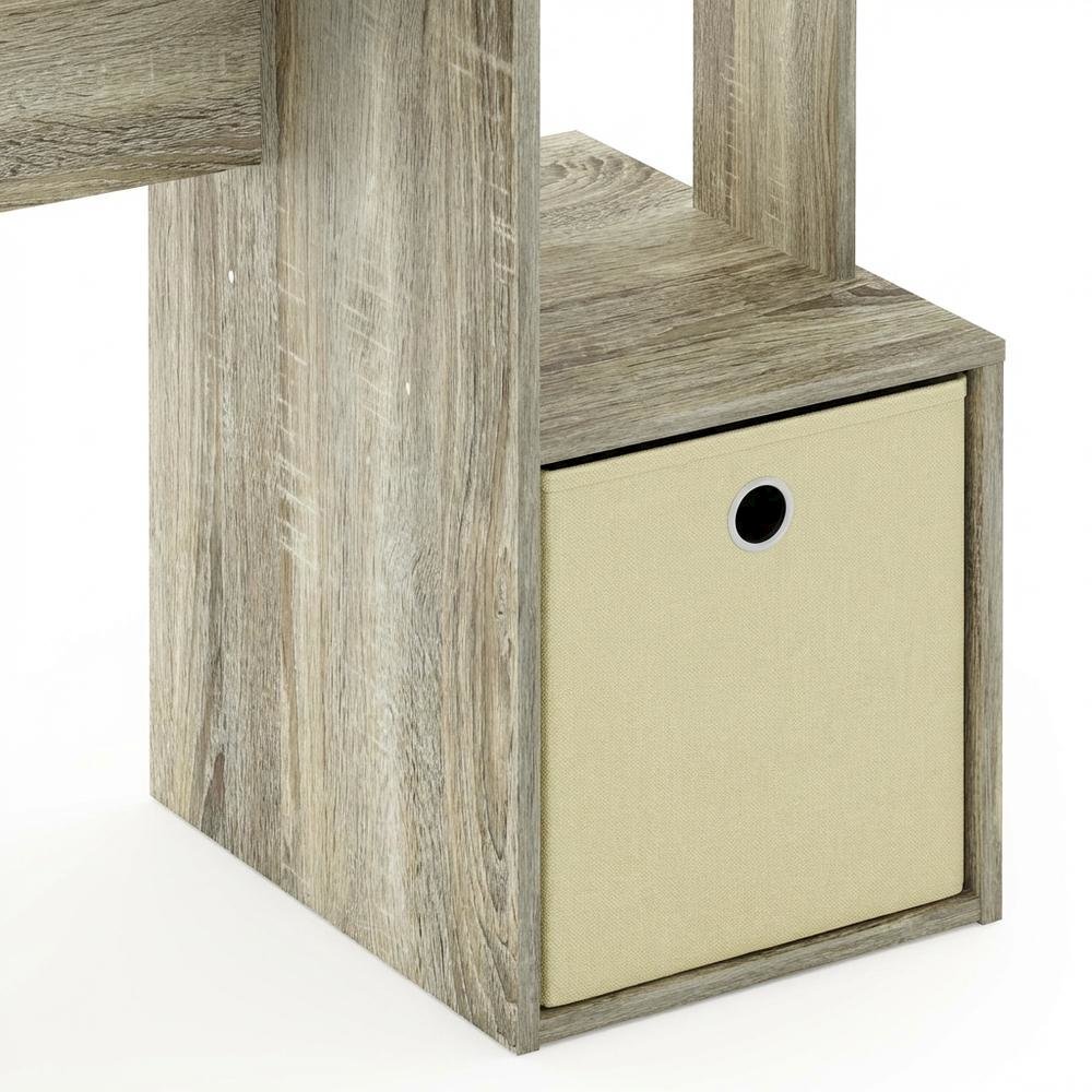 Sonoma Oak and Ivory Office Desk with Storage Bin, Compact Computer Workstation