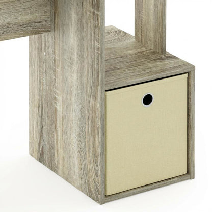 Sonoma Oak and Ivory Office Desk with Storage Bin, Compact Computer Workstation
